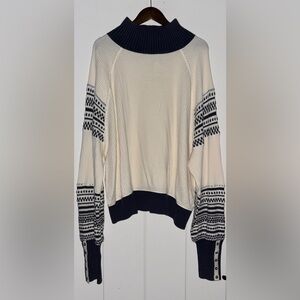 NEW Free‎ People Get Cozy Swit Mock Neck Thermal Top Slouchy Relax Fit Women XL